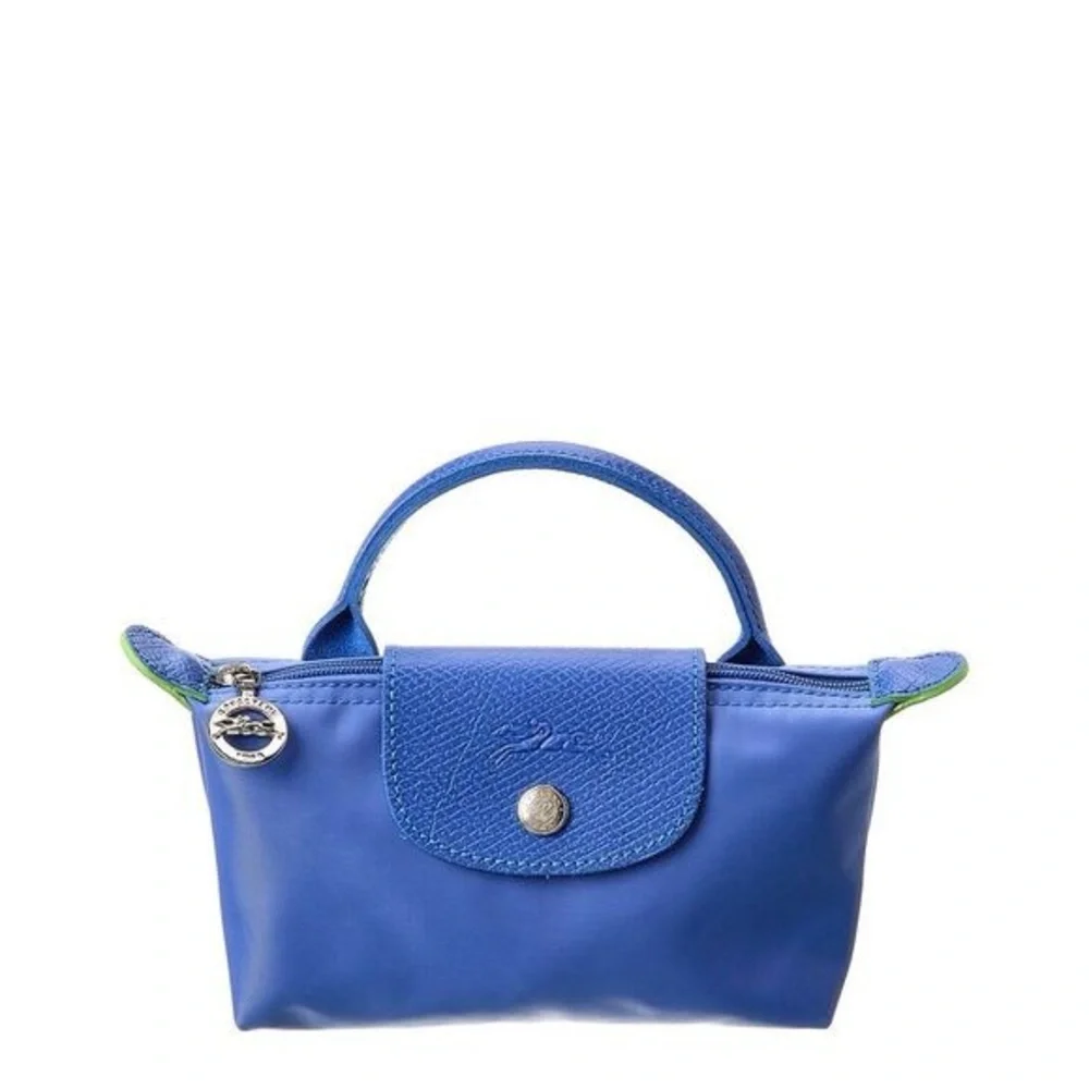 Longchamp Le Pliage Green Mini City Pouch with handle in Cornflower - w/ Strap - Picture 10 of 10